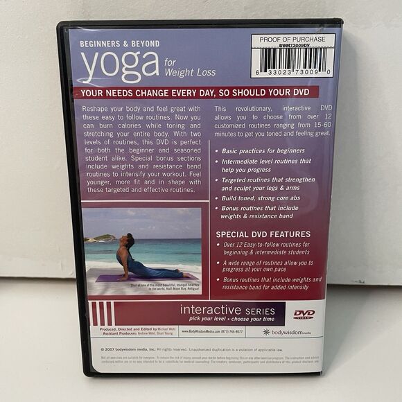 Body Wisdom Lot of 2 DVDs Yoga for Weight Loss and Yoga for Stress Relief - Picture 3 of 7